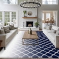 thumbnail image 3 of Non-Slip Rug Pad Rugs Navy Blue Lattice White Stripe Rectangle Area Rugs 5x7Ft Soft Carpet Pads for Living Room Kids Room, Abstract Geometric Minimalist Style, 3 of 9