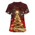 thumbnail image 4 of Ailaofu Christmas Scrubs for Women Tops Plus Size Stretch Short Sleeve Nursing Scrub Shirts Cute Printed Holiday Uniform, 4 of 5