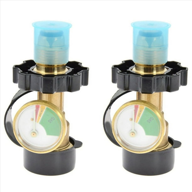 2X Conector de Adaptador de Propano con Adaptador de Manómetro Luminoso Convertidor de Tanque de Gas SL-YK01-1