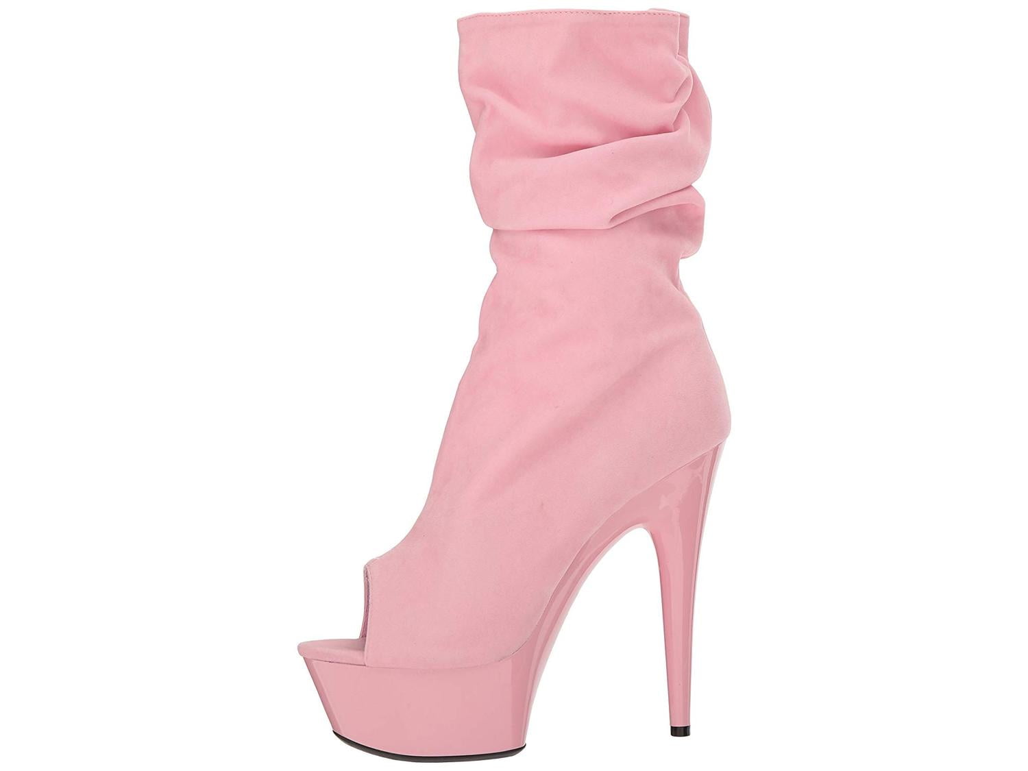 Ellie Shoes Womens 609-Scrunch Fabric Peep Toe Mid-Calf Fashion Boots