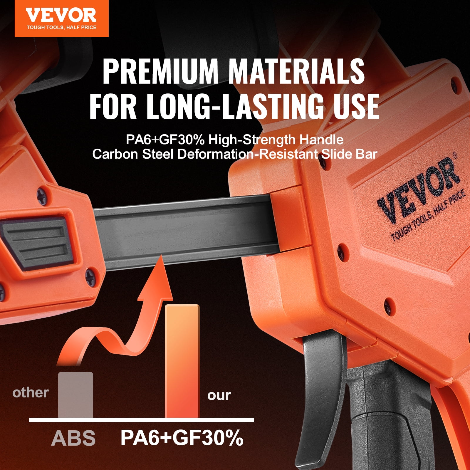 VEVOR Bar Clamps for Woodworking, 2-Pack 24" One-Handed Clamp/Spreader, Quick-Change F Clamp with 300 lbs Load Limit, High-strength Plastic and Carbon Steel, Wood Clamps for Woodworking Metal Working