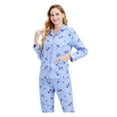 thumbnail image 4 of GLOBAL 100% Cotton Comfy Flannel Pajamas for Women 2-Piece Warm and Cozy Pj Set of Loungewear Button Front Top Pants, 4 of 7