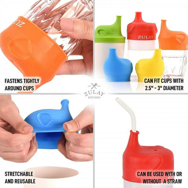 With Straw Hole Silicone Sippy Cup Lid Leakproof Colorful Spill