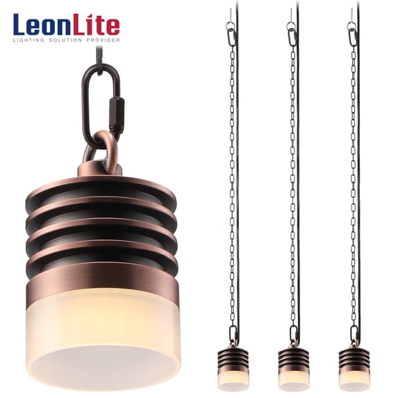 LEONLITE 4.5W 12V Outdoor Pendant Light, 4.29Inch Low Voltage Hanging Lights, Red, 2700K Soft White, UL Listed Cable, 3 years Warranty, Pack of 4