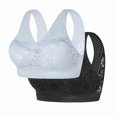 thumbnail image 3 of Sakmal No Underwire Women's Bras Smoothing Lace Black Bralette Molded Cup Ladies Bras M,2-Pack, 3 of 4