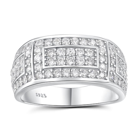 SFTING Men Wedding Band 925 Sterling Silver Round Cut Men Rings Wedding 5A CZ Wedding Rings for Men