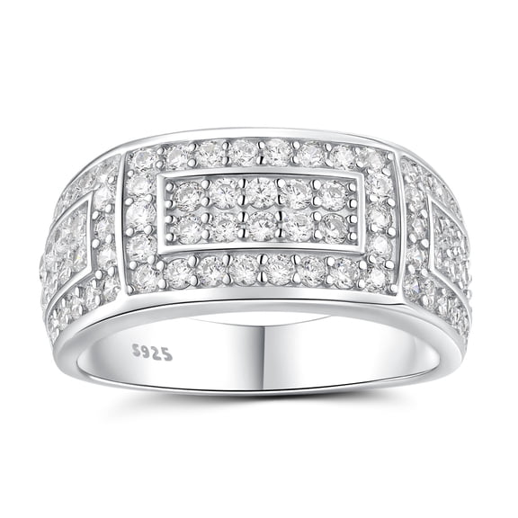 SFTING Men Wedding Band 925 Sterling Silver Round Cut Men Rings Wedding 5A CZ Wedding Rings for Men Size 11