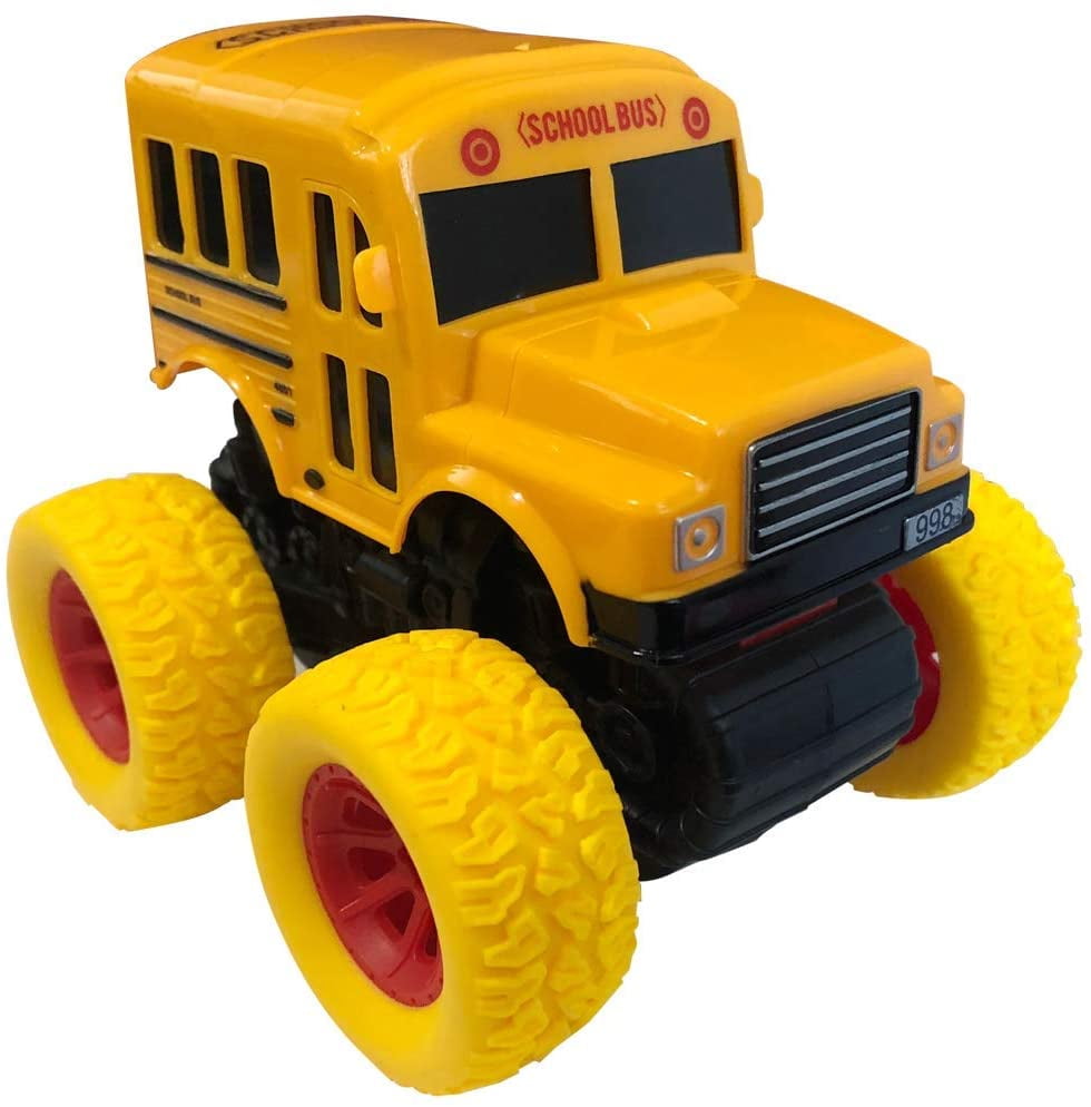 ArtCreativity Yellow School Bus Toy with Yellow Monster Truck Tires
