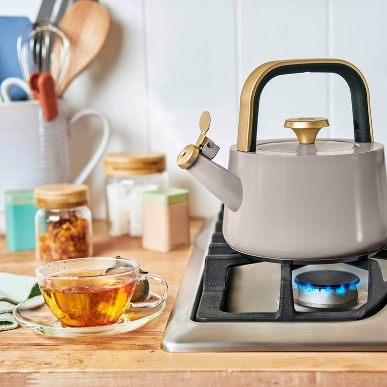 Beautiful Ceramic Stovetop Tea Kettle Porcini Taupe with