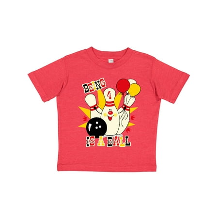 

Inktastic Cute Bowling Pin 4th Birthday Gift Toddler Boy or Toddler Girl T-Shirt