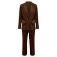 thumbnail image 6 of Riforla Women's Two Piece Lapels Suit Set Office Business Long Sleeve Button Formal Jacket + Pant Suit Slim LooseTrouser Jacket Suit Pants Sets Brown L, 6 of 6