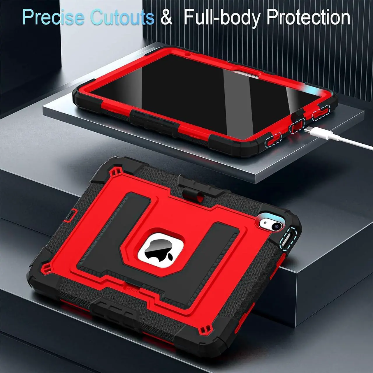 Case for iPad (A16) 11th Generation 11 Inch 2025, iPad 10th Generation 10.9 Inch 2022, Fully-Body Rugged Shockproof Protective Cover with Kickstand Pencil Holder Shoulder Strap