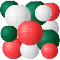 Lsupdaol 12 Pcs Traditional Round Paper Wedding Lantern 4 Size 4, 6, 8, 10 Inch Decorative Ball Hanging Chinese Japanese Paper Lantern for Birthday Party(Red, White, Green)