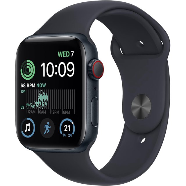Apple Watch SE 2nd Gen (GPS + Cellular 44mm) Midnight Aluminium Case with Midnight Sport Band - Open Box