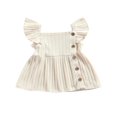 thumbnail image 1 of 2022 Robe Princesse Décontractée pour Bébé Fille Couleur Unie Col Carré Manches Volantées une-Pièce Rose/ Beige/ Kaki, 1 of 7