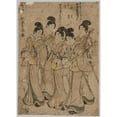 thumbnail image 2 of Kikukawa Eizan 14x18 Black Ornate Wood Framed Double Matted Museum Art Print Titled - Young Women with Musical Instruments (1787-1867), 2 of 5