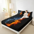 thumbnail image 4 of jejeloiu Musical Guitar Bed Sheets,Music Theme King Sheets,Black Orange Sheet Set,Microfiber Bedroom Decor,4pcs, 4 of 7