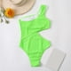 thumbnail image 4 of WILLBEST Trajes de Baño Mujer Natacion Mujer Color Sólido Volante Sexy Un Hombro Cintura Recorte Bikini Traje de Baño, 4 of 8