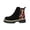 11#Black, variant on Women Floral Embroidery Suede Ankle Boots Side Zipper Chunky Lug Platform Sole Retro Western Short Booties