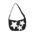 thumbnail image 4 of Bolso bandolera para mujer, bolso de hombro informal con patrón de estrella para ir al trabajo al aire libre Negro, 4 of 8