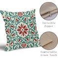 thumbnail image 4 of Teal Red Boho Pillow Covers 20 X Inch Bohemian Ethnic Carpet Style Vintage Flower Print Decorative Throw Pillows Outdoor Linen Square Cushion Case Farmhouse Decor for Home Sofa Bed Set of 2, 4 of 6