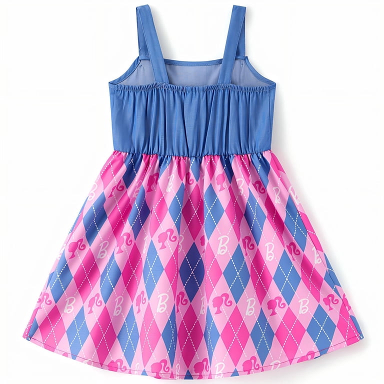 denim barbie dress Toddler Girls Big Bow Sleeveless Look with Plaid Skirt applydiscount Color:LightSkyBlue Collette Button Down A Barbie outfit Do not bleach or