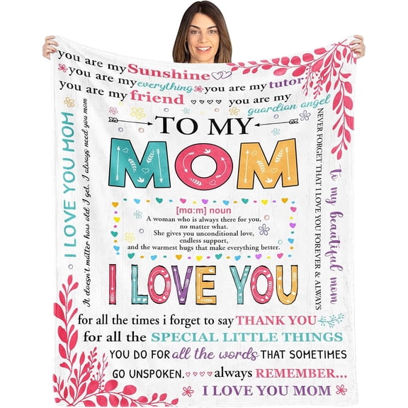 to My Mom Blanket, Christmas Birthday Gifts for Mom, Mom Gifts for Birthday Mothers Day, Mom Birthday Gifts from Daughter Son, Gift for Mom