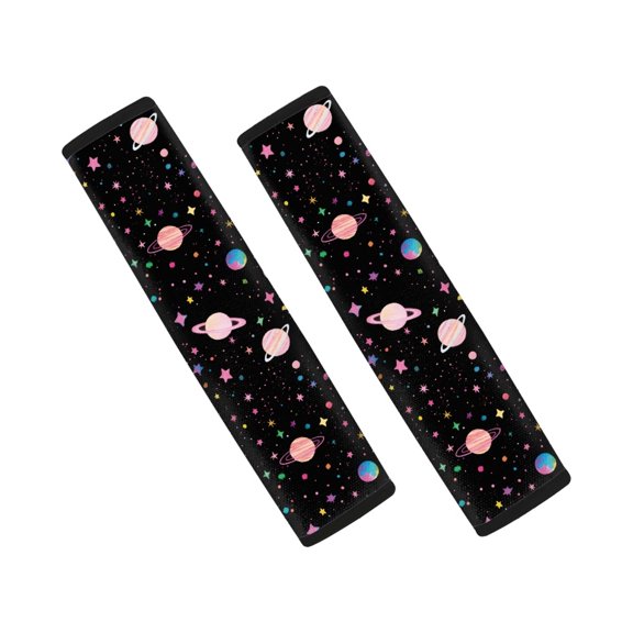 Chririnla Watercolor Galaxy & Celestial Pattern Car Seat Belt Pads Thick Seat Belt Shoulder Pad Heat Insulation Durable Compatible with Vans Auto