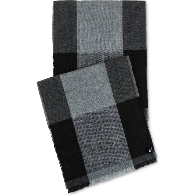 Tommy Hilfiger - Bufanda a cuadros Buffalo para hombre, color negro, talla única