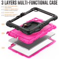 thumbnail image 4 of SaniMore for Lenovo Tab M9 9" Tablet 2023 (Model TB-310FU) Back Case with 360° Rotating Kickstand Holder Screen Protector Tri-layer Heavy Duty Drop-resistant Shockproof Cover, Black+Rose, 4 of 11
