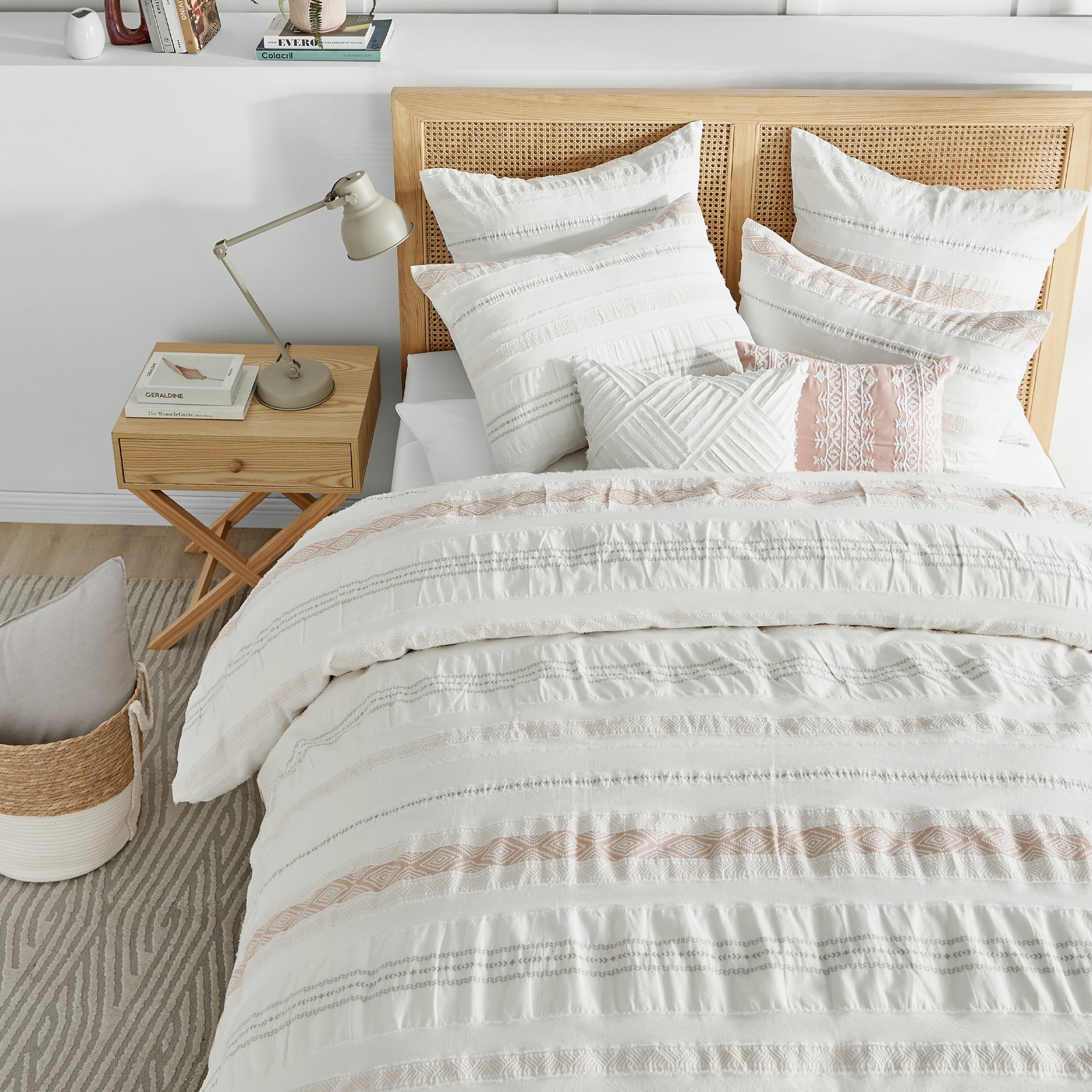 Levtex Home - Pickford Blush Comforter Set - Full/Queen Comforter + Two Standard Pillow Cases - Blush, Taupe, Grey, Cream - Jacquard - Comforter (90 x 94in.) and Pillow Case (26 x 20in.) - Cotton