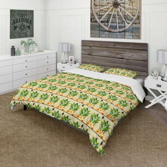 Designart 'Pineapple Heads with Geometrical Body' Food & Beverage Duvet Cover Set