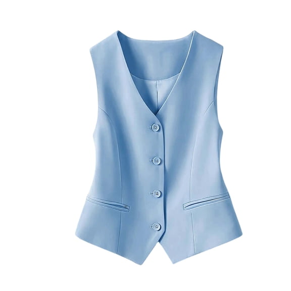 Women's Slim Fit Sleeveless Vest Cardigan with Buttons – Lightweight Layering Crop Top for Casual Wear, Office Outfits & Spring Summer – Solid Color Button-Down Vest