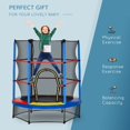 thumbnail image 3 of 55" Multi-Color Indoor/Outdoor Trampoline with Enclosure Net – Safe Bouncing Fun for Ages 3-6 – Durable Metal Frame & Bungee Design – Living Room, Backyard Play, 3 of 7