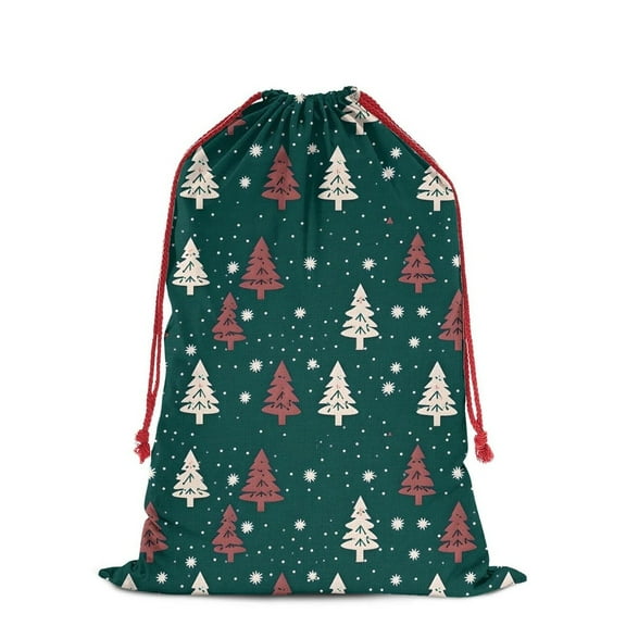 Christmas Bags Drawstring,Dark Green Christmas Tree Pattern Large Xmas Christmas Gift Bags,Reusable for Xmas and New Year Party Favors and Supplies,27.6" X 19.7"