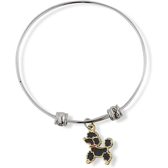 Emerald Park Jewelry Poodle with Red Collar Fancy Charm Bangle