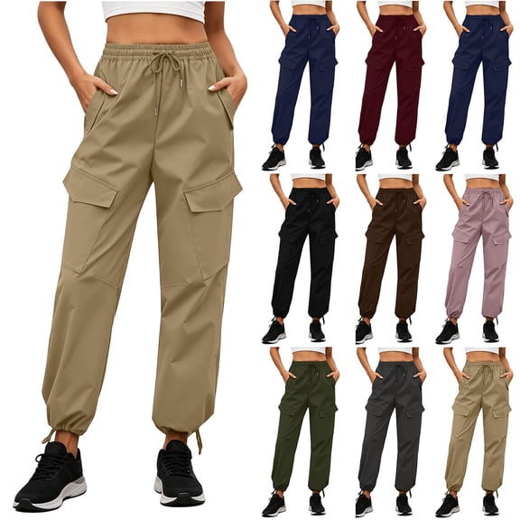 Hilenly Cargo Pants Pants Women Lightweight Crinch Bottom Hiking Pants Baggy Joggers with Pockets