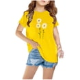 thumbnail image 2 of Cotton Summer T-shirts for Boys Girls 3-11 Years Short Sleeve Crew Neck Flower Print Unisex Graphic Basic Tees (110, Yellow 08), 2 of 4