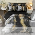 thumbnail image 5 of 6 PCS Bed in a Bag Black Watercolor Marble Printed Comforter Set for Queen Bed Burning Mountain Pattern Bedding Set with Sheets Retro Artwork Design Quilt Sets(Black, Queen), 5 of 7