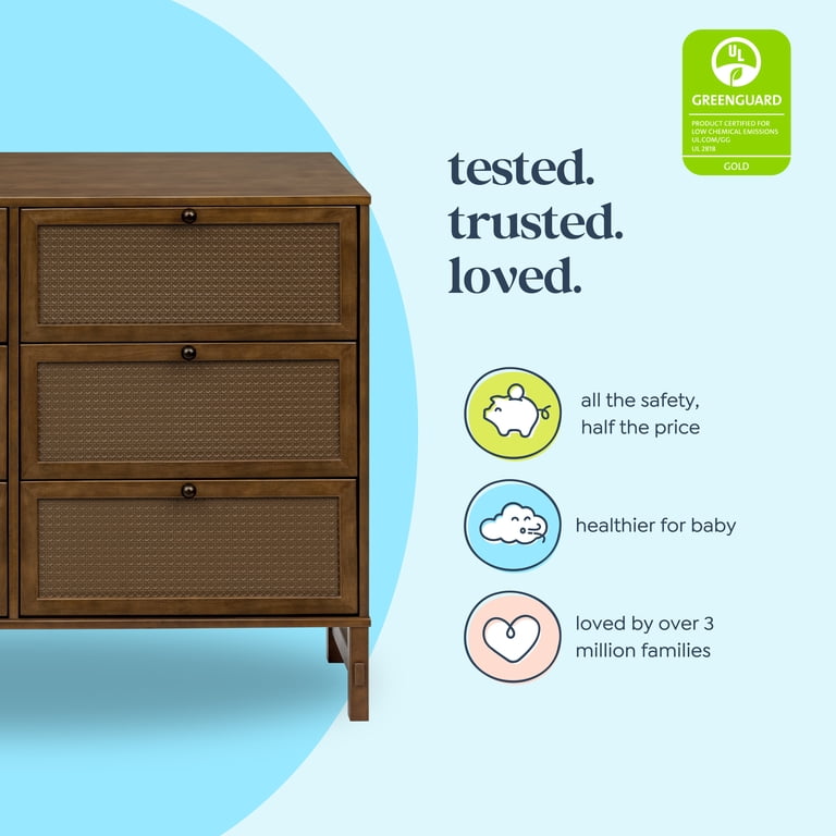 DaVinci Margot 6-Drawer Dresser in Walnut with Pressed Cane