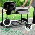 thumbnail image 4 of Portable Charcoal Grill with Side Shelf and Bottom Shelf, BBQ Smoker with Wheels and Adjustable Vents on Lid for Picnic Camping Backyard Cooking, Black, 4 of 9