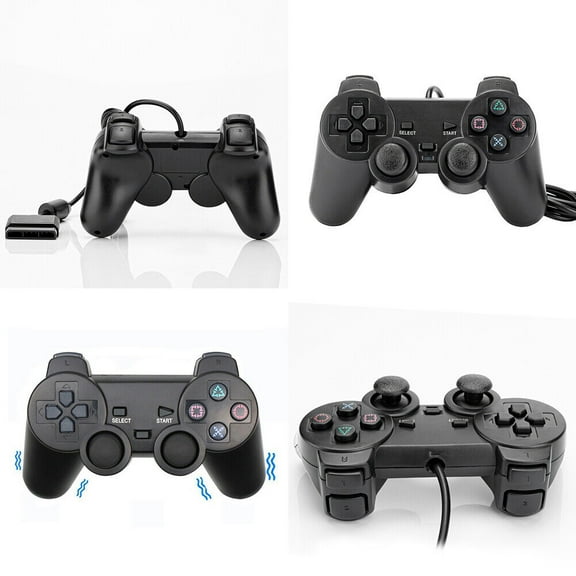 US 2 Pack Controller For PlayStation 2 PS2 Wired Black Joystick Joypad