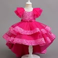 thumbnail image 4 of Girls Princess Dress Casual Puff Short Sleeve Pleated Fashion Sequin Outfits for Birthday Party Wedding Pageant Gown, 4 of 7