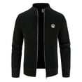 thumbnail image 1 of Gibobby Sueter hombre manga larga Chaqueta de Punto con Cremallera Completa para Hombre, Informal, con Cuello Alto, con Bolsillos(Negro,M), 1 of 4