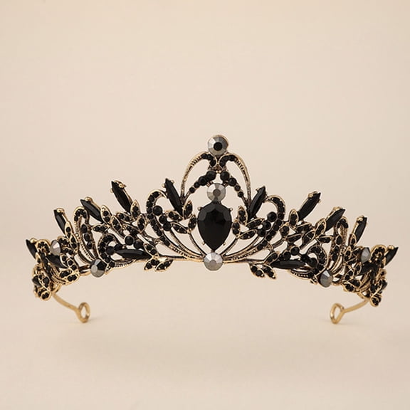 MEIBUTYUP Rhinestone Bride Crown Vintage Black Tiara for Elegant Wedding Decor