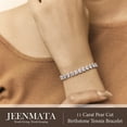 thumbnail image 5 of JeenMata 11 TCW April Cubic Zirconia - Pear Cut Birthstone Tennis Bracelet for Women in Eternity Design - White Gold Plating, Female, Adult, 5 of 9