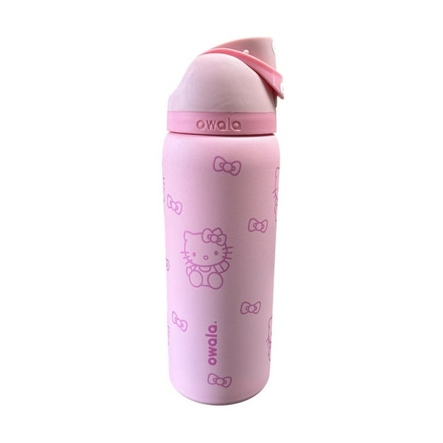 Termo Owala de acero inoxidable FreeSip con tapa rosca color rosa, Hello Kitty, capacidad 945 mililitros