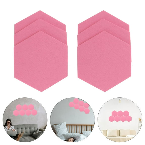 WASHWEPE 12Pcs Pink Hexagon Felt Bulletin Board for Home and Office Use