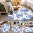 thumbnail image 5 of Round Rug 7Ft Washable Non-Slip, Blue Watercolor Floral Circle Area Rugs for Living Room Bedroom, Spring Flower Abstract Art Indoor Floor Mats Carpet Runner for Home Decor Aesthetic, 5 of 8
