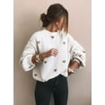 thumbnail image 4 of Women'S Oversized Heart Sweater Long Sleeve Crewneck Drop Shoulder Cute Knit Tops Jumper White S, 4 of 10